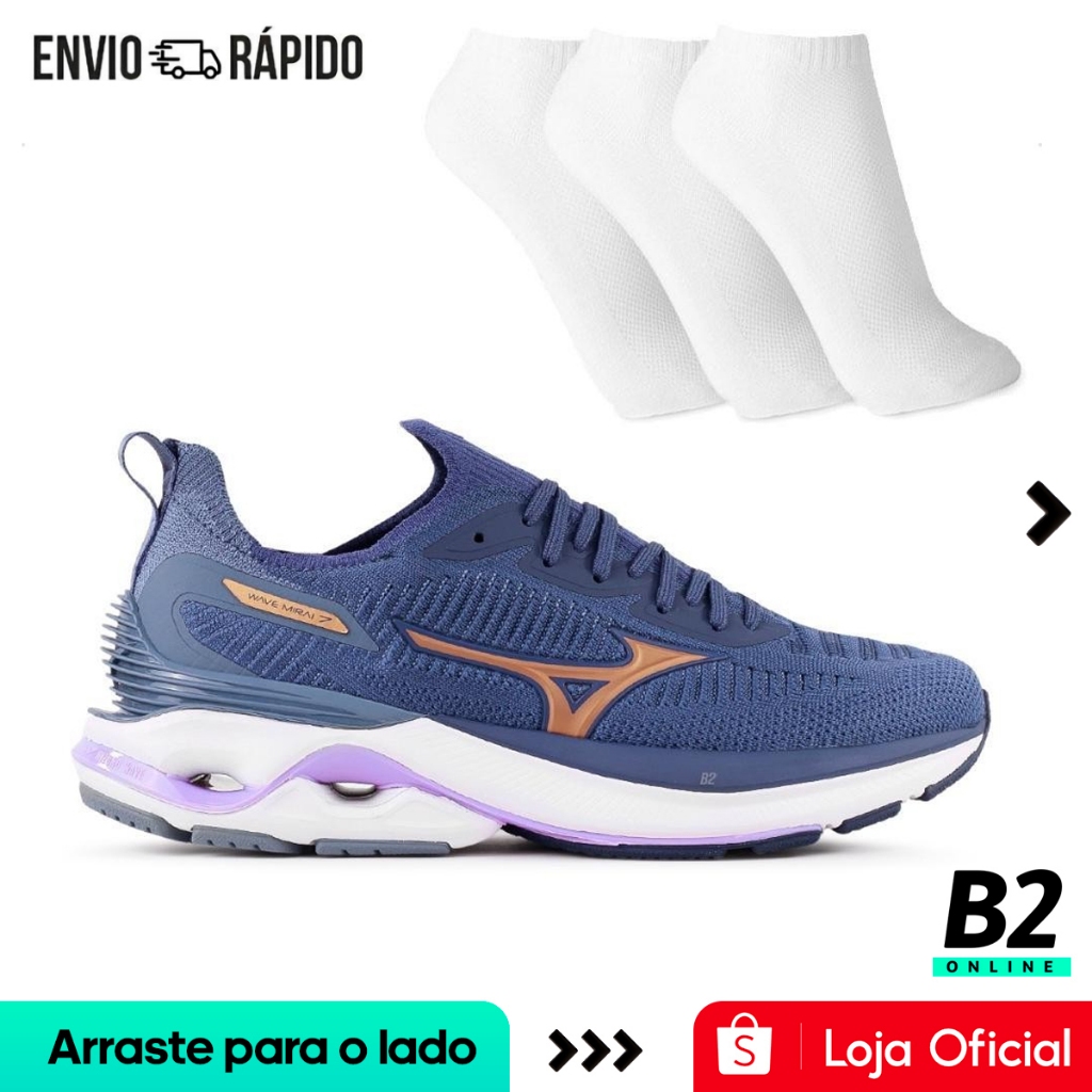 Tênis Mizuno Wave Mirai 7 Feminino + 3 Pares de Meias Original com Nota Fiscal e Garantia