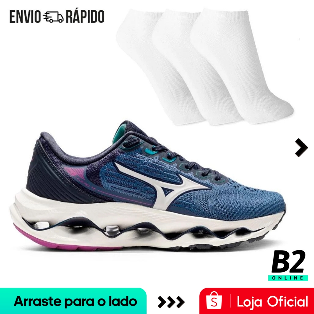 Tênis Mizuno Wave Legend 4 Feminino + 3 Pares de Meias Original com Nota Fiscal e Garantia em Oferta na Shopee