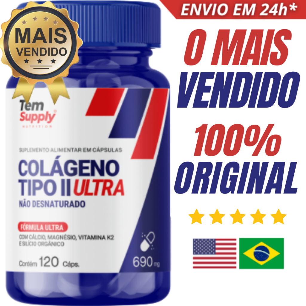 Colágeno Tipo 2 Ultra Premium Top De Linha 120 Cáps 690mg em Oferta na Shopee