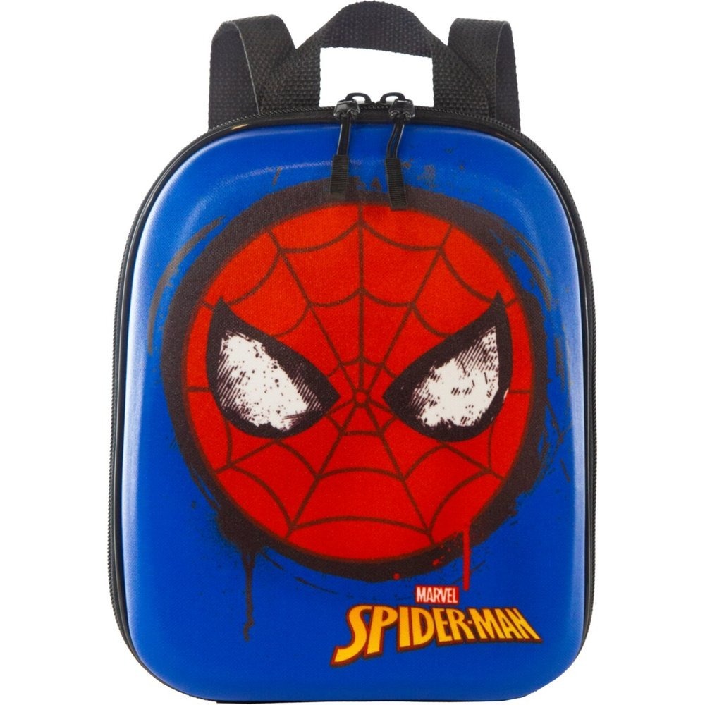 Mochila Escolar Infantil Marvel Personagens Homem Aranha e Homem de Ferro Tamanho P - Azul
