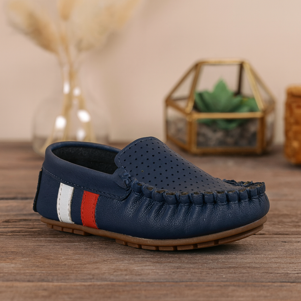 Mocassim Infantil Molekinho Costurado 2142.201 Listras Masculino Sapato Criança Bebê Baby Menino
