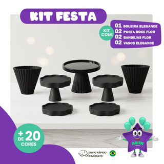 KIT FESTA COM 1 BOLEIRA ELEGANCE + 2 PORTA DOCE FLOR + 2 BANDEJA FLOR + 2 VASO ELEGANCE P/ DECORAÇÃO em Oferta na Shopee