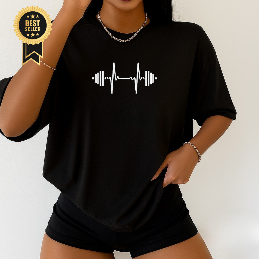 Camiseta Oversized Blusa Feminina Streetwear Batimento Peso Academia SM