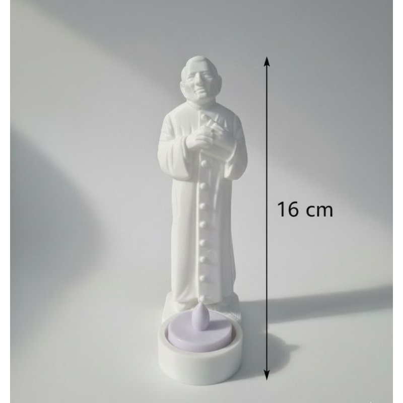 Padre Cícero Estátua 16cm com vela LED Decoração Altar Imagem Católica Juazeiro do Norte Religiosa Pequena