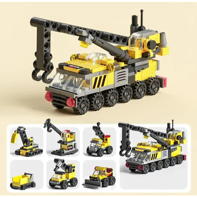 Blocos de Montar 6 em 1 Construção Bricks Guindaste 142 Peças