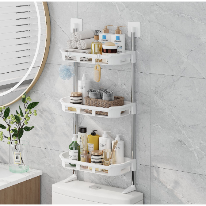 OrganizadorPara Banheiro Cozinha Prateleira Com 3 Andares Plástico Rígido Rack Organizador de Banheiro cor branco