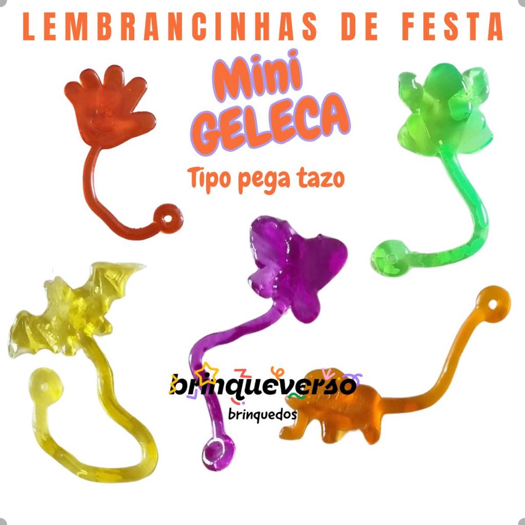Mini Geleca Pega Tazo. Gruda na Parede Brinquedos e Cards para Lembrancinhas Brindes Festas Kids
