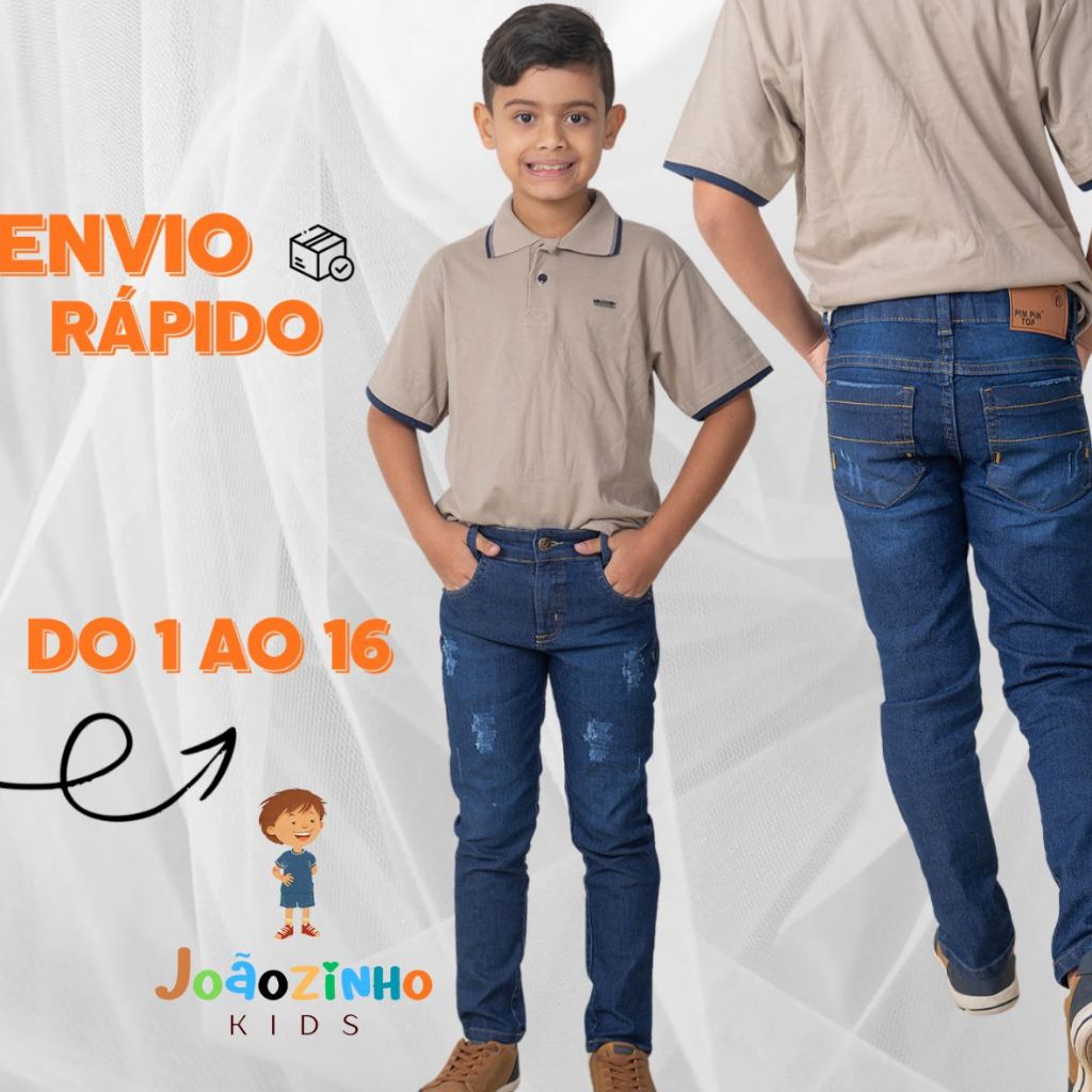 Calça Jeans Infantil e Juvenil Masculina Escolar com Elastano Confortavel em Oferta na Shopee