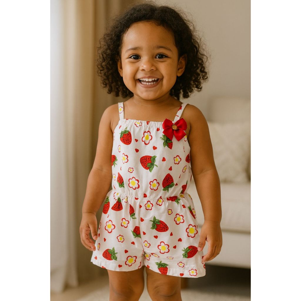 Macaquinho Infantil Feminino Verão Curto Estampado Confortável| 5065| Pronta Entrega