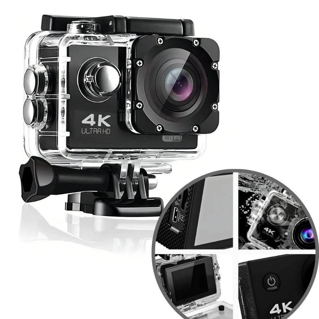 Câmera Filmadora Sport 4k Ultra Hd Wi-fi Capacete Pro Go Action A Prova Dagua 30 Metros Profundidade em Oferta na Shopee