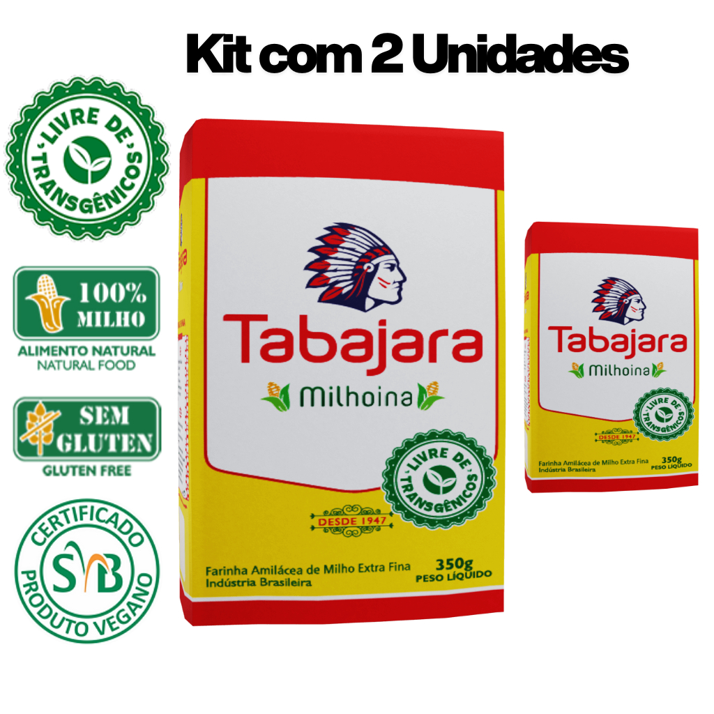 Kit 2 Amido de Milho Não Transgênico Vegano (Milhoina) Tabajara 700g