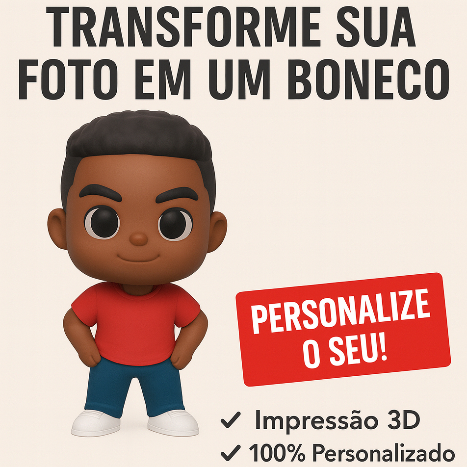 Boneco 3D Personalizado de Foto | Chibi, Cartoon, Estilizado