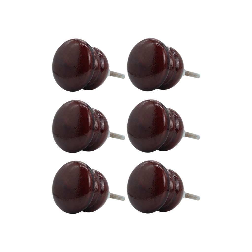 6 Peças Puxador De Madeira Oval Para Gaveta Porta Armário Com Porca Rosca