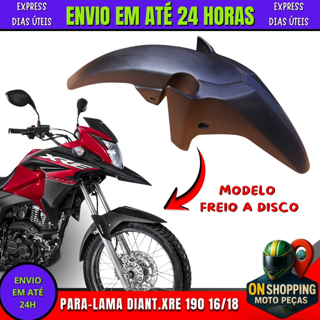 Paralama Xre 190 Bros 160 e 150 Com Freio A Disco Com Suporte de Instalação Incluso