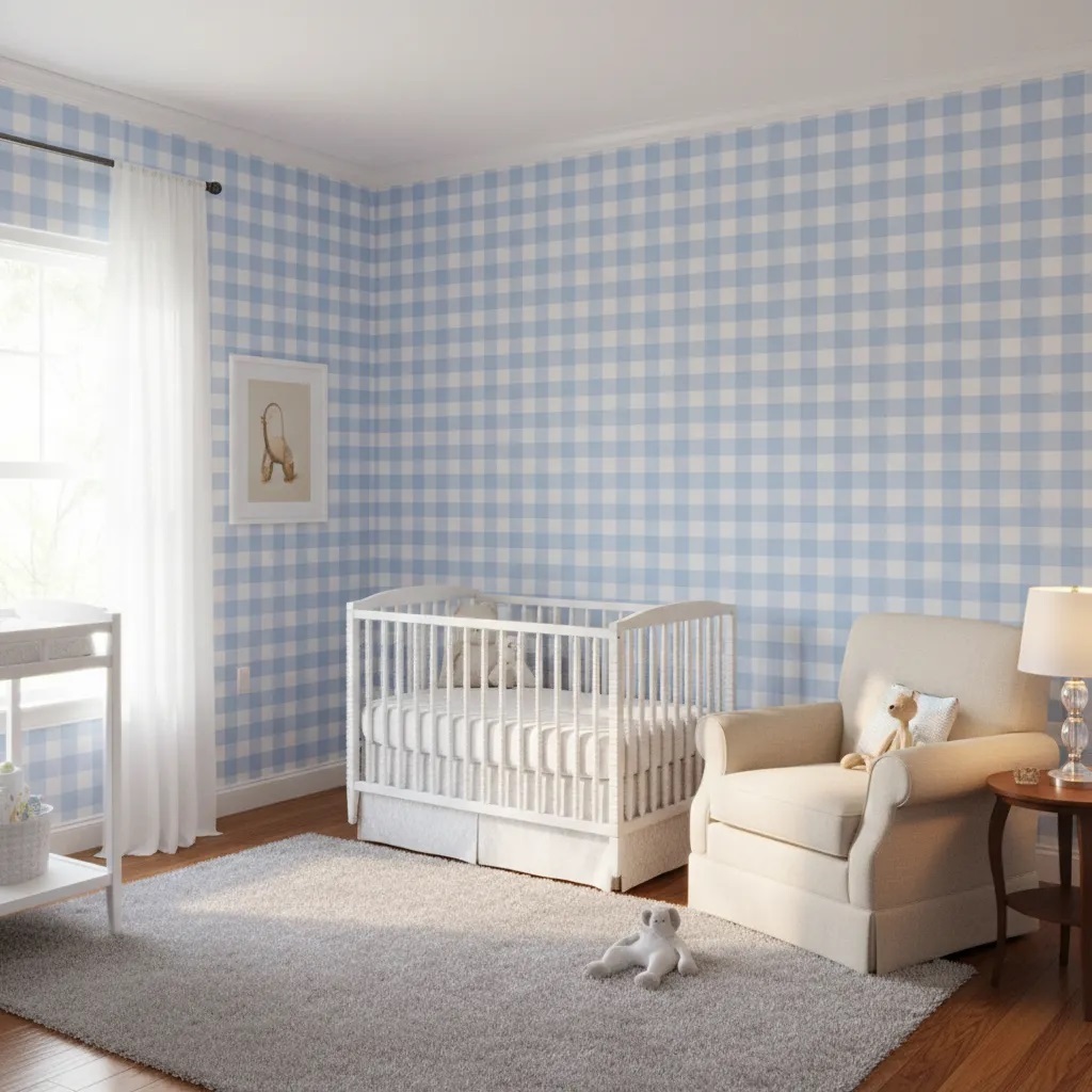 Papel de Parede Xadrez Azul Bebe Quarto Infantil em Oferta na Shopee