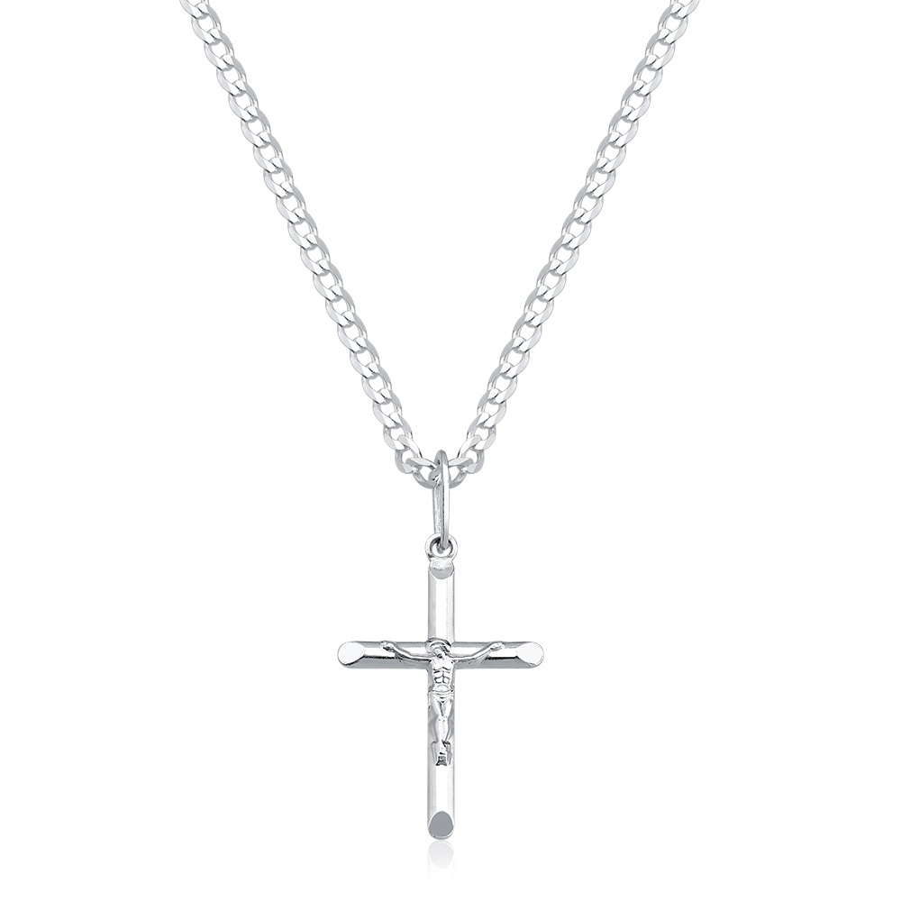 Cordão Masculino Com Pingente Crucifixo De Prata 925 Grumet em Oferta na Shopee