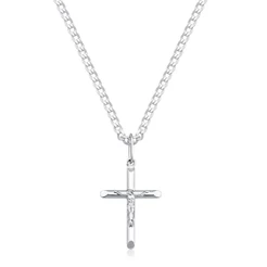 Cordão Masculino Com Pingente Crucifixo De Prata 925 Grumet