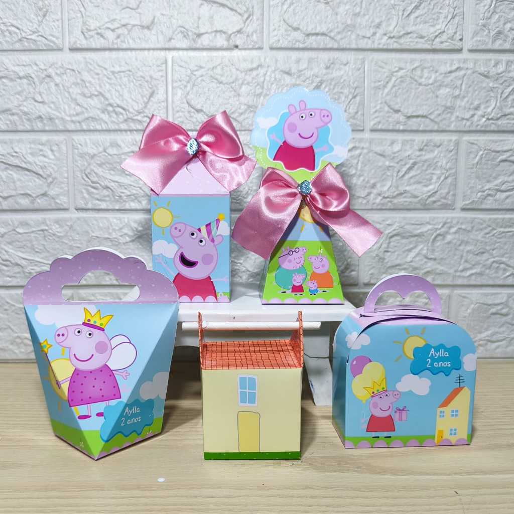 Kit Personalizados caixinhas PEPPA PIG Lembrancinhas aniversário-Festa PEGUE E MONTE em Oferta na Shopee