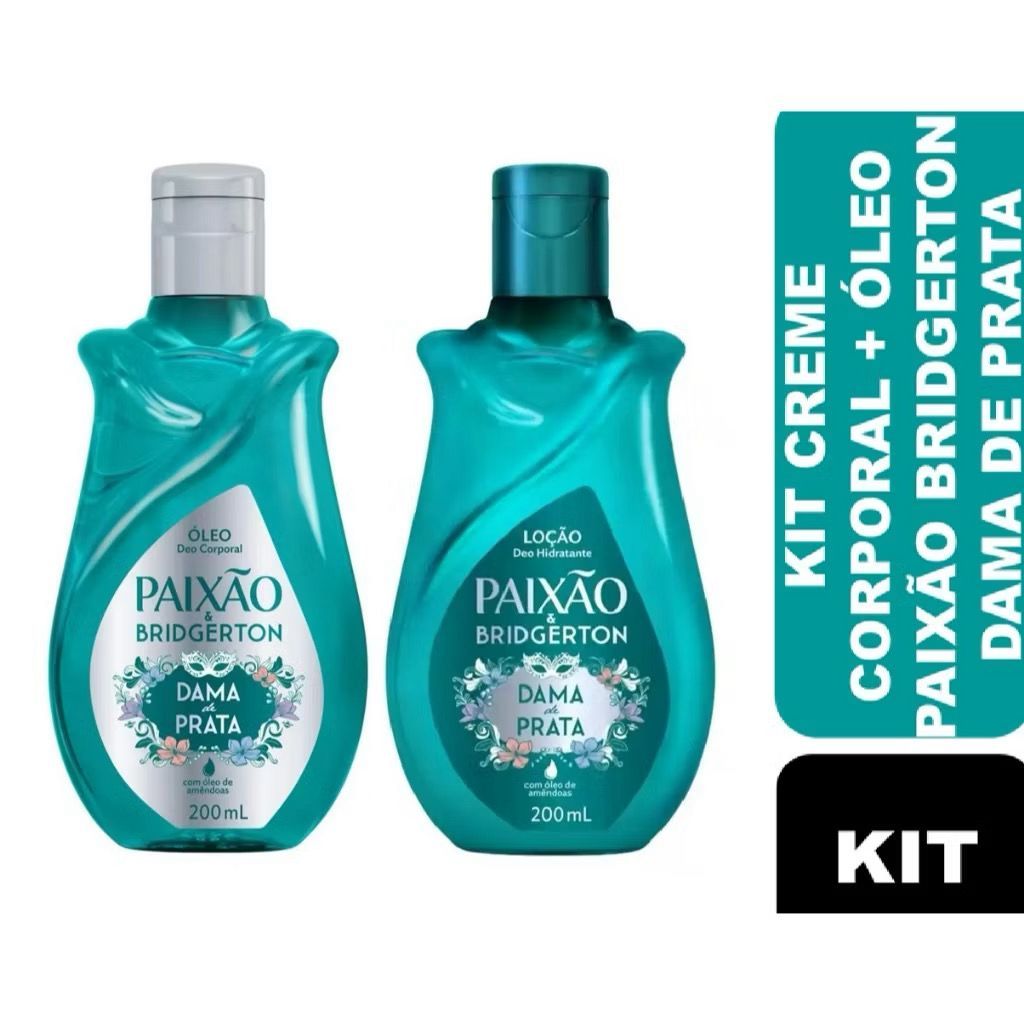 Kit Paixão & Bridgerton Dama de Prata Loção Hidratante 200ml + Óleo Corporal 200ml em Oferta na Shopee