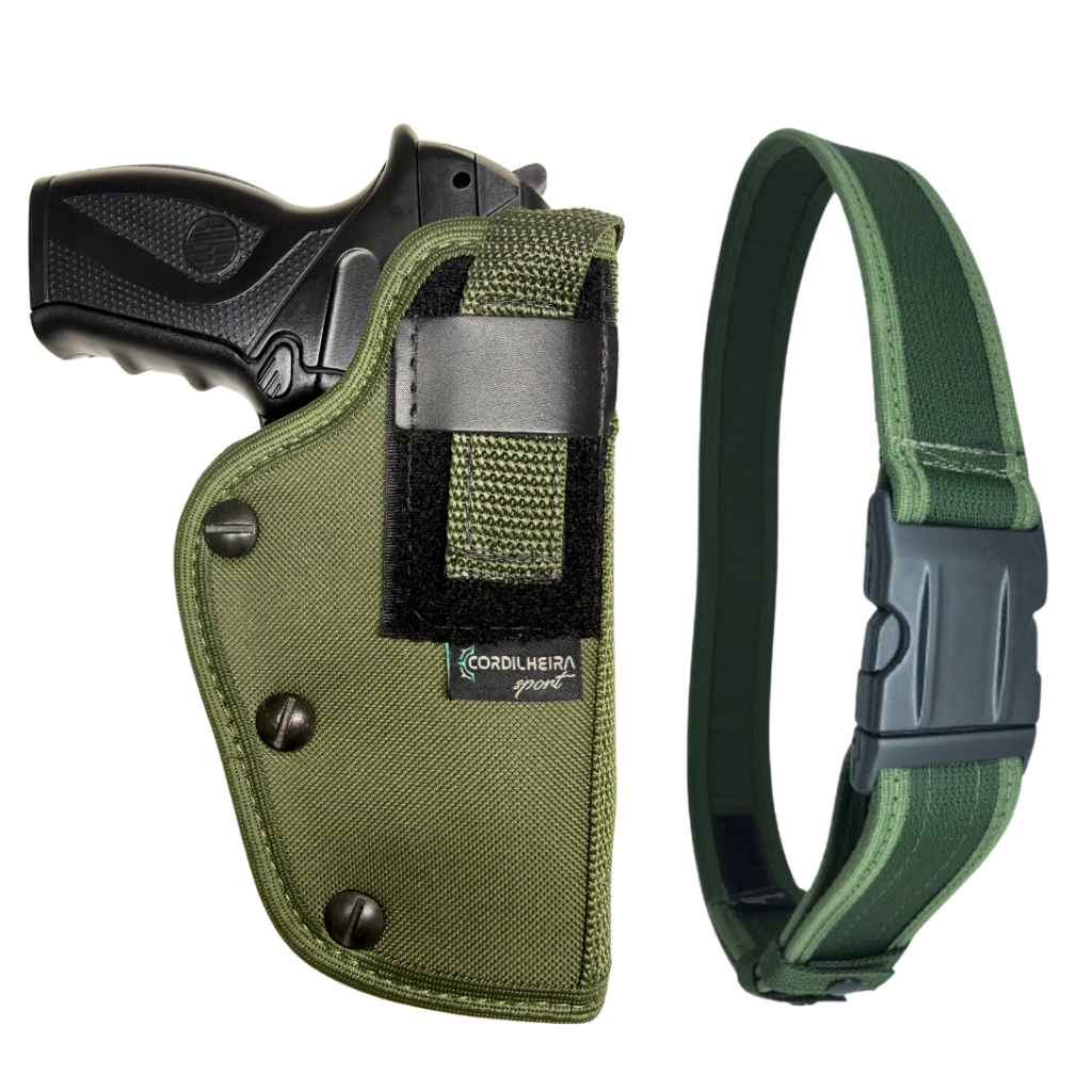 Coldre Destro Panqueca/Parafuso Saque Rápido de Cintura + Cinto N/A Verde - Cordilheira em Oferta na Shopee