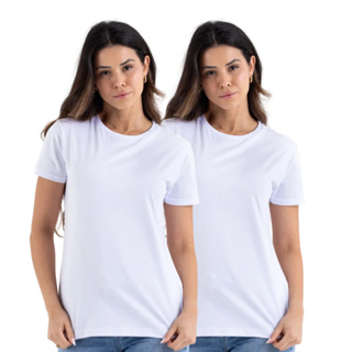 Kit 2 Camiseta Feminina Baby Look 100% Algodão em Oferta na Shopee