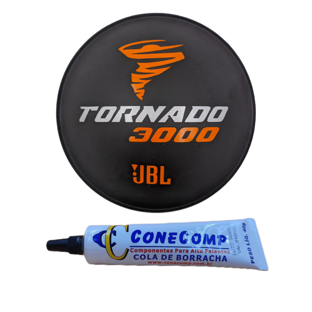 Protetor Calota Tornado 3000 Modelo Novo 164mm Papel Adesivado Para Alto Falante + Cola Borracha Preta 40g