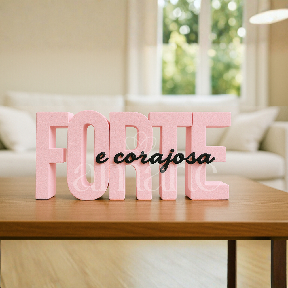 Letreiro Forte Corajosa Decorativo 3D – Frase Motivacional Para Quarto Feminino, Presente Inspirador em Oferta na Shopee