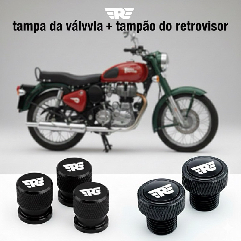 Tampa Para Furo Royal Enfield Retrovisor Com Bico De Válvula O Par Hunter Classic Meteor 350