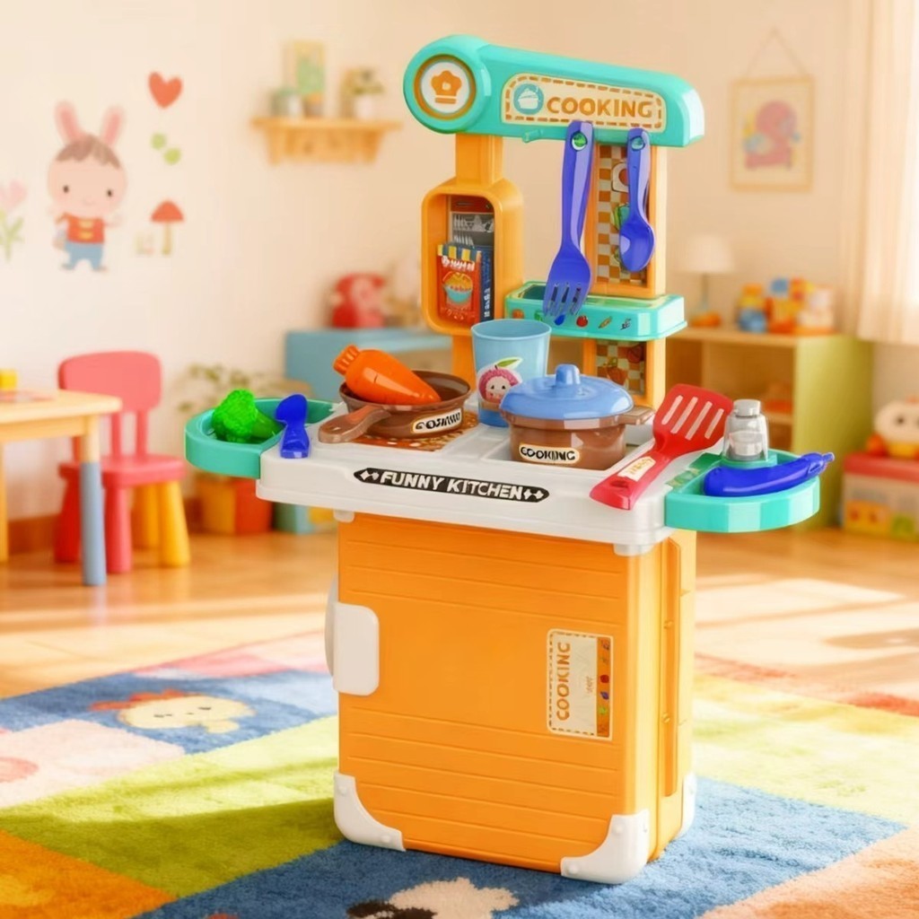 Cozinha Infantil 2 em 1 Maleta Portátil – Kit Completo com Acessórios | Brinquedo Educativo