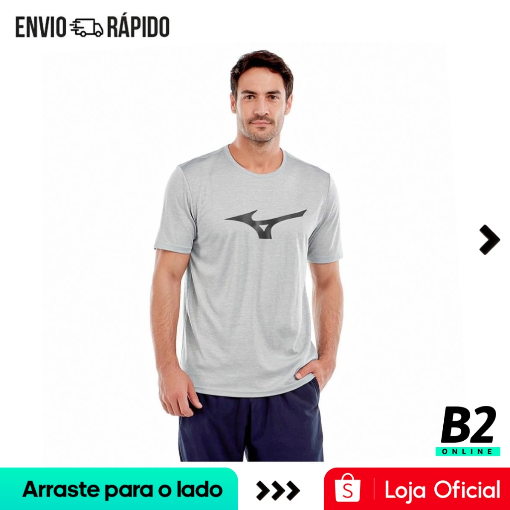 Camiseta Mizuno Treino Run Spark Mescla Masculina Original com Nota Fiscal e Garantia