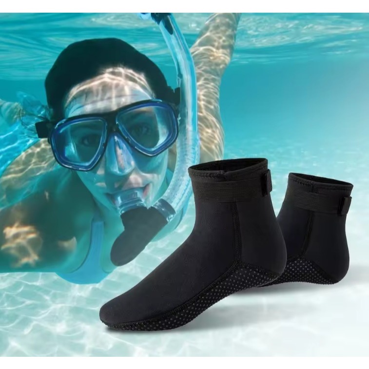 Meias de mergulho antiderrapante em neoprene para adultos, cano baixo, mergulho,  praia, água rio, 3mm