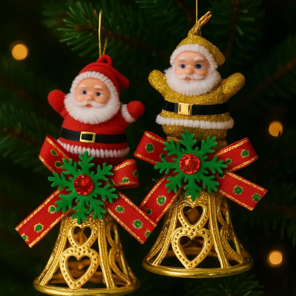 Bola de Natal Com Papai Noel Decoração Pinha Natal Sino Pingente Enfeite de Arvore em Oferta na Shopee