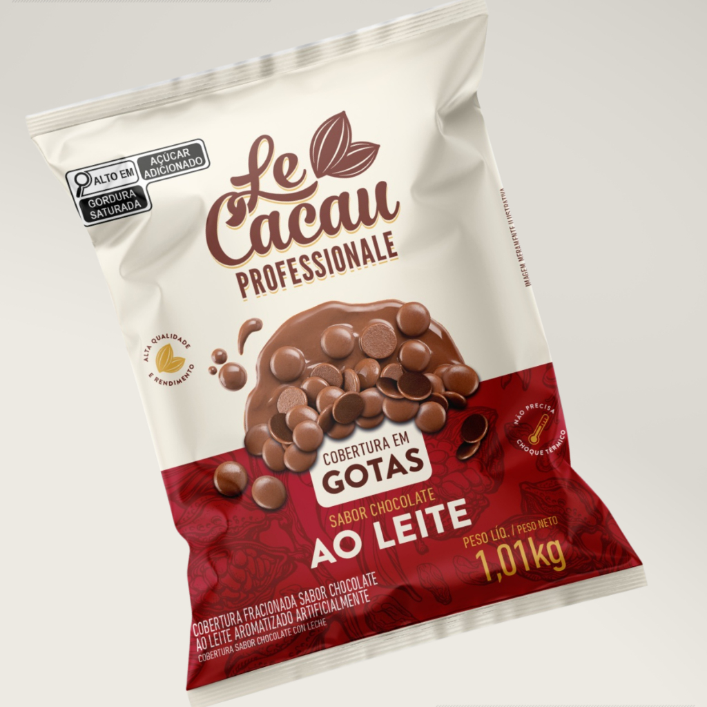 Chocolate Ao Leite Le Cacau em Gotas 1,01Kg Cobertura Rechear Decorar Bolos Doces Bombons Croissants