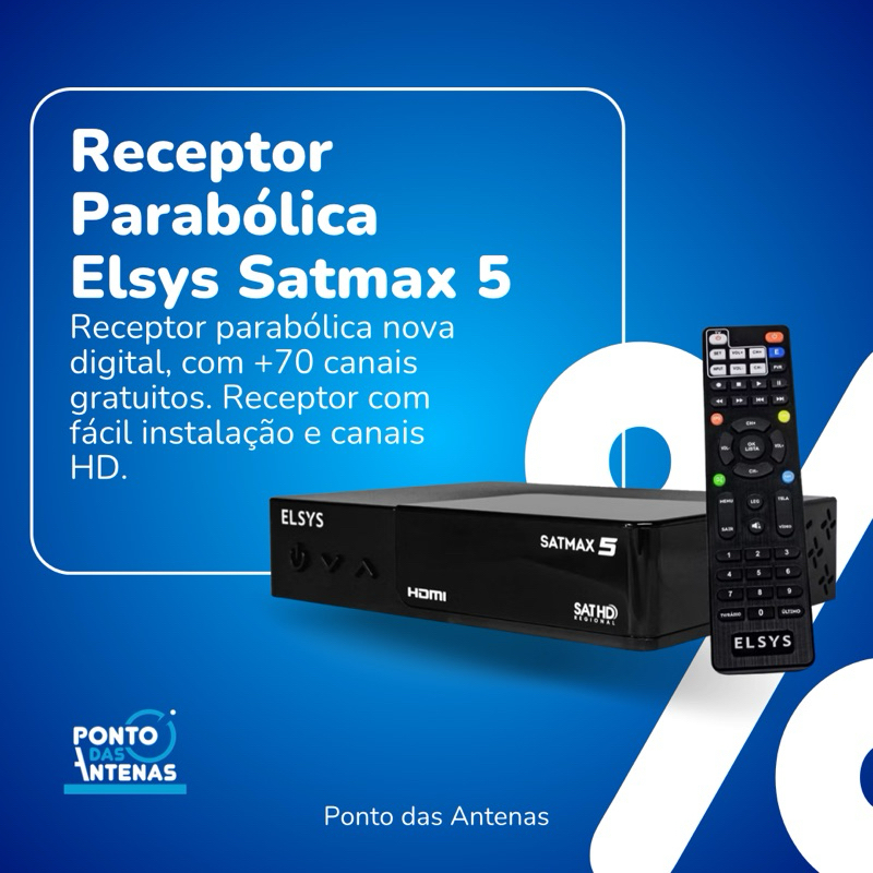 Receptor Elsys Satmax 5 / 6 Etrs Com Sinal Digital preto 110/240vb