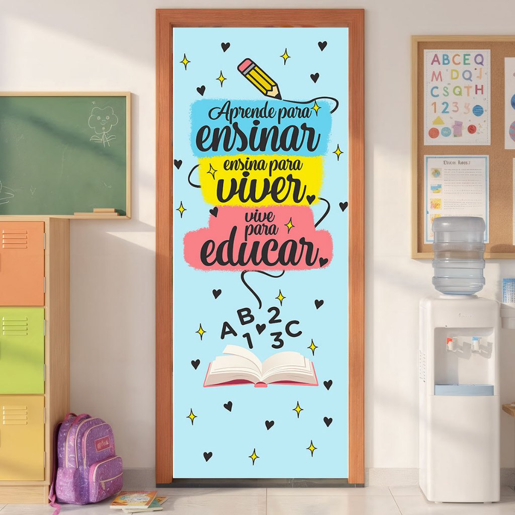 Capa De Porta Escolar Decoração de Sala de Aula Tecido Com Elástico Veste Porta 0,80x2,10m em Oferta na Shopee