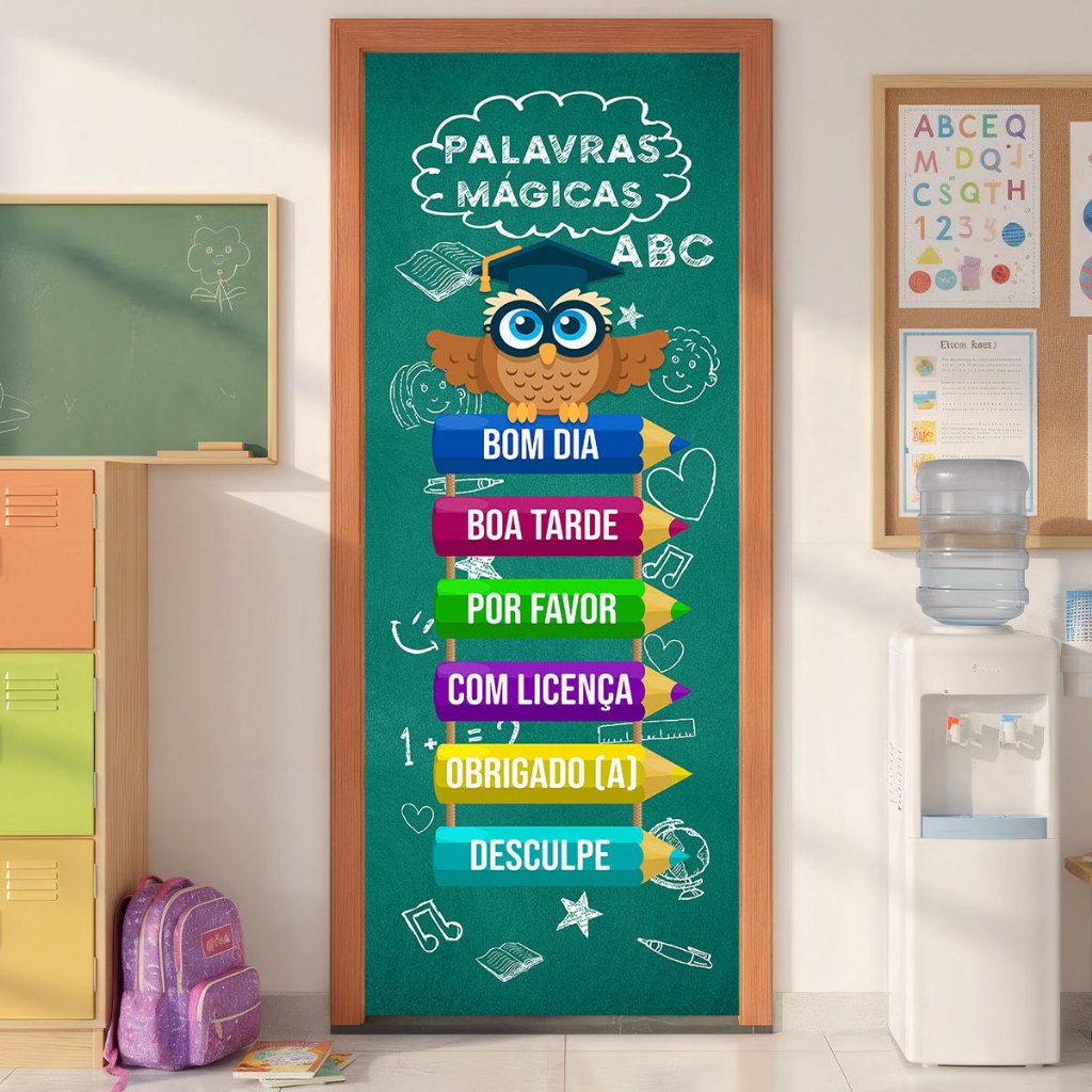 Capa De Porta Escolar Decoração ABC Sublimado Em Tecido Com Elástico Veste Porta 0,85x2,10m em Oferta na Shopee
