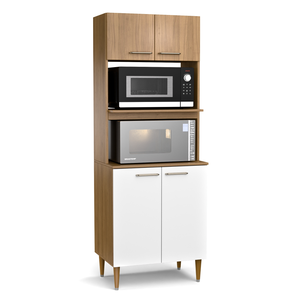 Armário Torre Quente Para Cozinha Com 4 Portas E 2 Nichos Para Forno e Micro-ondas Organizador em Oferta na Shopee