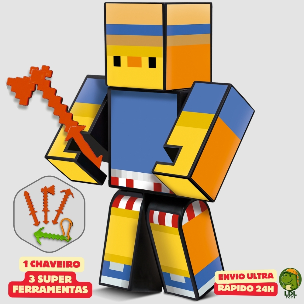 Boneco Xinglau 15cm Articulado Acompanha 3 Ferramentas Youtuber Original Algazarra em Oferta na Shopee