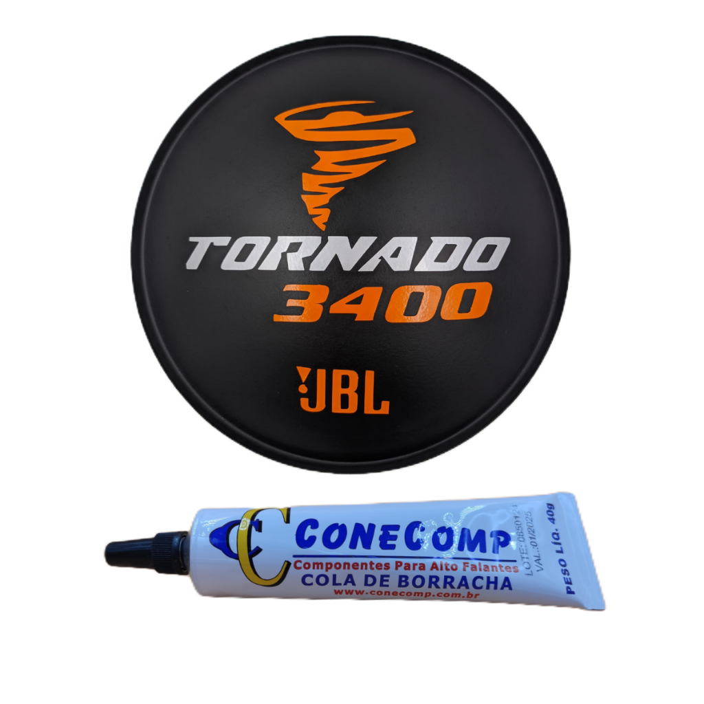 Protetor Calota Tornado 3400 Modelo Novo 164mm Papel Adesivado Para Alto Falante + Cola Borracha Preta 40g