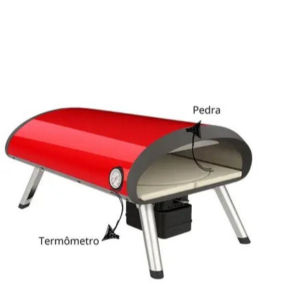 Imagem Forno Portátil De Pizza A Gás Glp Pedra Rotativa Dobrável Cor Vermelho