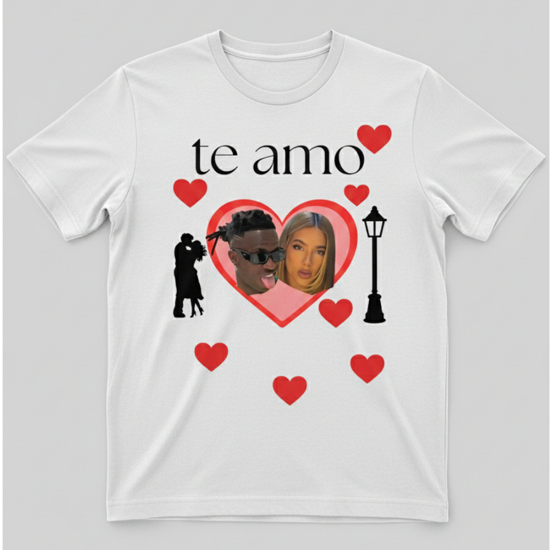 Camiseta com Foto Personalizada – Te Amo – Presente Criativo Para Namorado(a)Camiseta Personalizada com Foto do Cliente