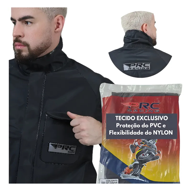 Capa De Chuva Motoqueiro Motoboy Piracapas PVC Flex Com Textura Nylon