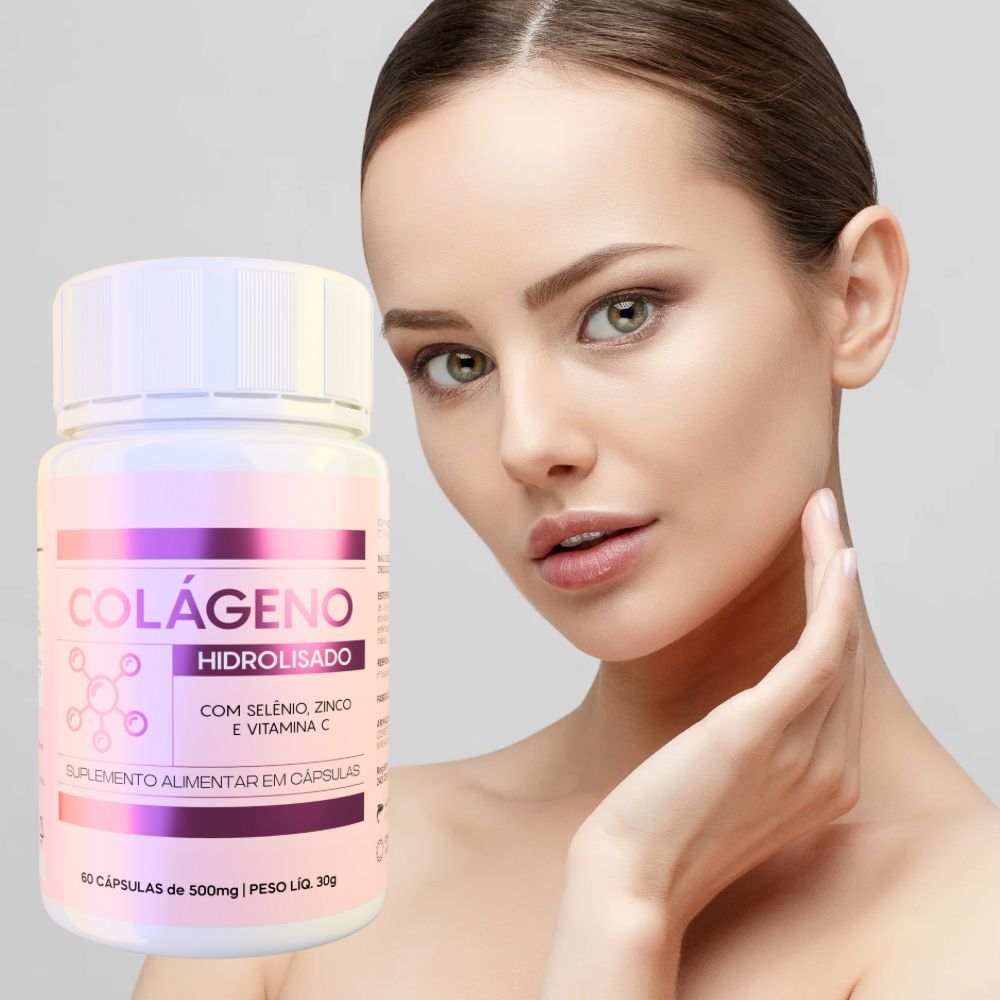Colágeno Hidrolisado com Selênio, Zinco e Vit C / 60 Cápsulas 500mg / Envio Rápido em Oferta na Shopee
