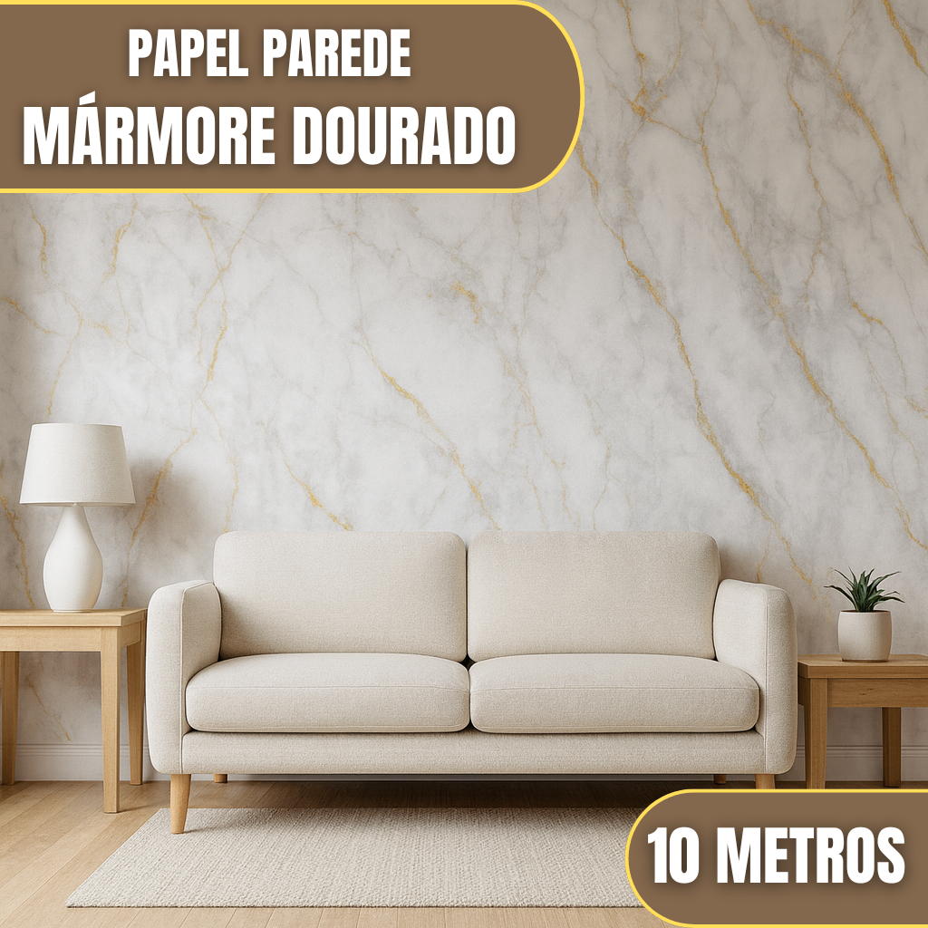 Papel Parede Adesivo Marmore Dourado c/ Branco 5m 10M Sofisticado Lavável Facil de Aplicar Antimofo em Oferta na Shopee