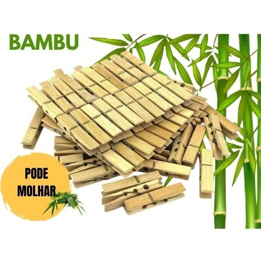 Pregador de Roupa Bambu Madeira 20 Unidades Kit Prendedor Roupas Durável e Econômico
