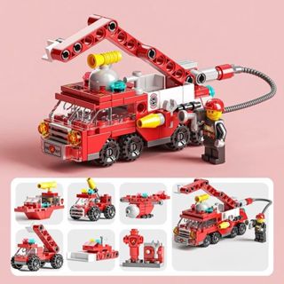 Blocos De Montar 6 em 1 Construção Bricks (BOMBEIRO, POLICIA E GUINDASTE) em Oferta na Shopee