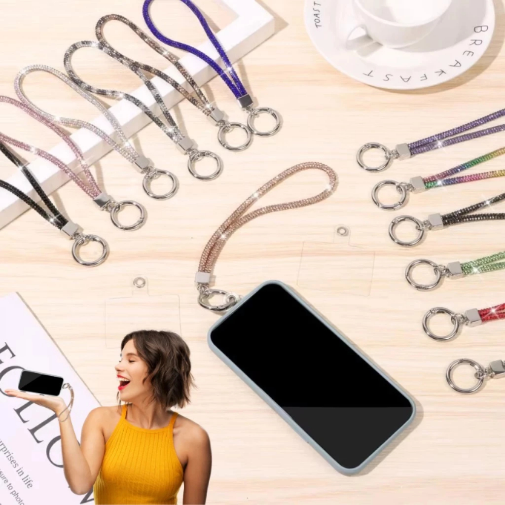 Cordão Carnaval Strass Glitter Corrente Pulso Smartphone Universal Brilhante Anti Furto Anti Perda em Oferta na Shopee