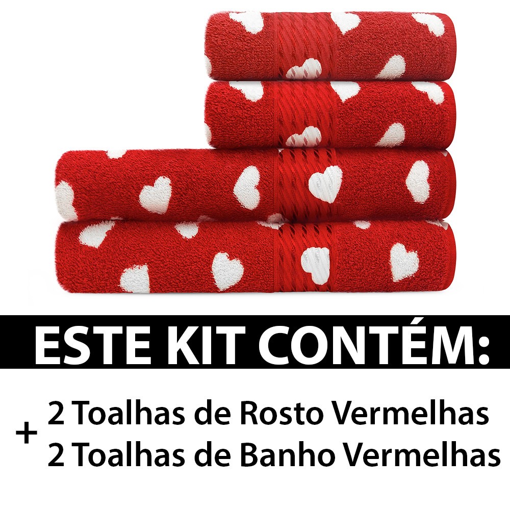 Detalhes do Jogo de Toalhas 4 Peças Banho e Rosto 100% Algodão Prisma Dohler Emcompre