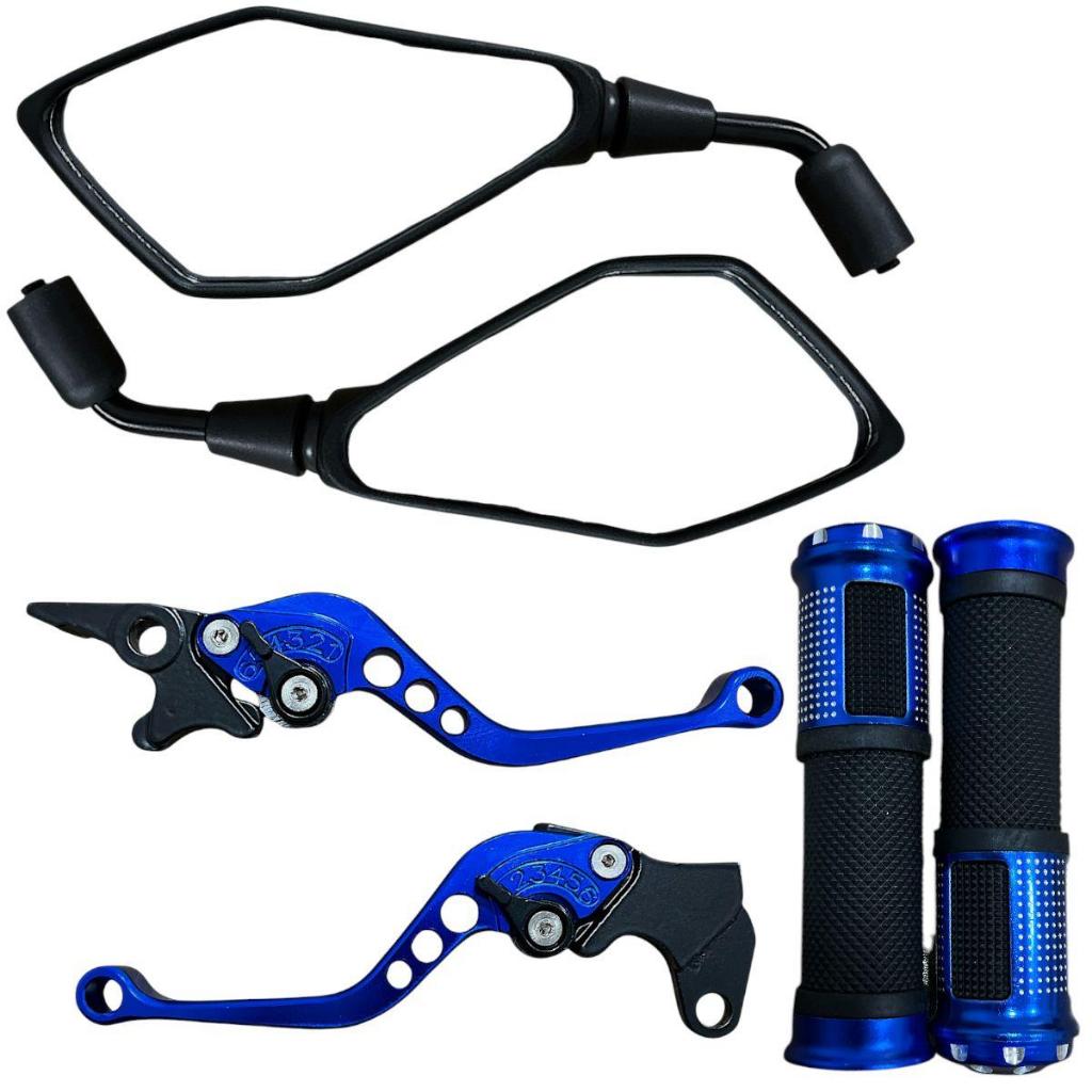 Par Retrovisor Z400 + Manete + Manopla Fazer 150/250 Ybr 125 Xtz 250 Lander