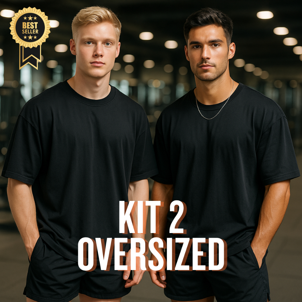 Kit 2 Camiseta Lisas Oversized Masculina Algodão Ideial para academia, treino, crossfit em Oferta na Shopee